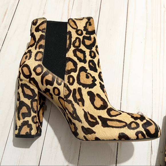 NIB SAM EDELMAN Case Nude Leopard Print Heel Boots Size 7.5 - Picture 2 of 5